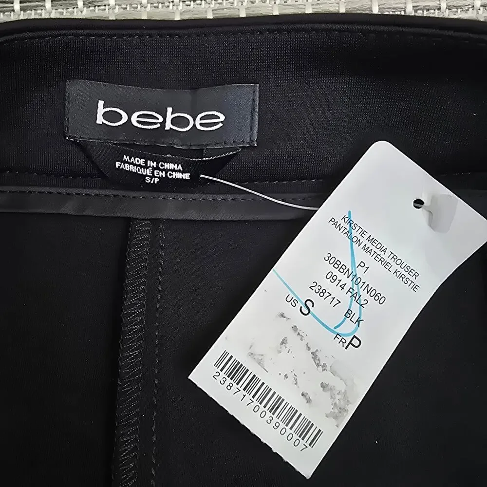 Bebe Faux Leather Pants Womens Size Small Black Biker Moto Gothic Steam Punk NEW - Picture 3 of 12